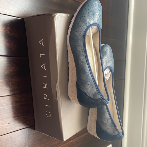 🍁 NIB Cipriata | Blue Metallic Reptile Wedge Size 7 (➡️ pls read description) - Picture 5 of 6